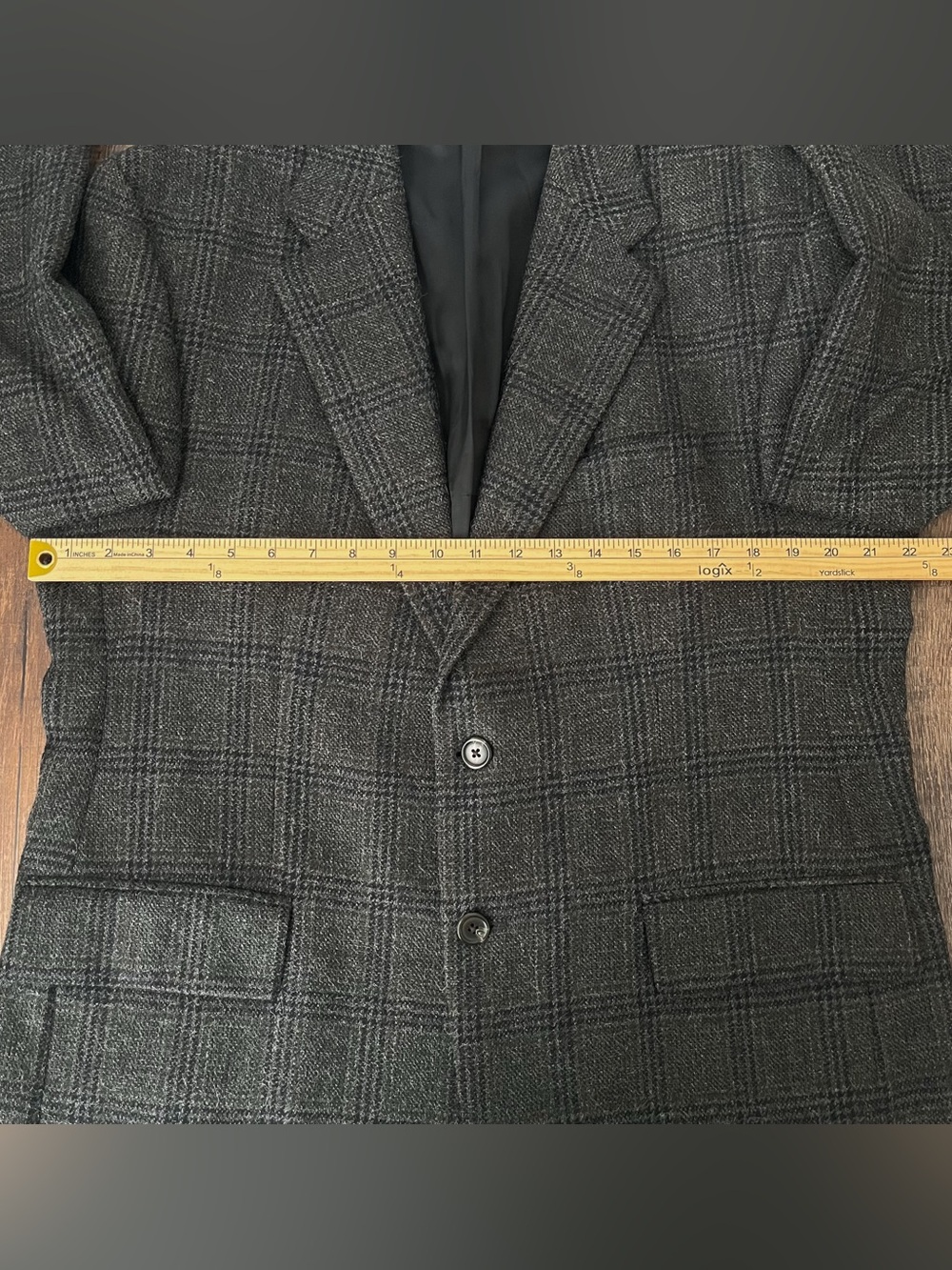 Ralph Lauren Chaps Sport Coat Plaid Wool Alpaca Blazer Jacket Size 42R Gray Blue - Picture 11 of 16